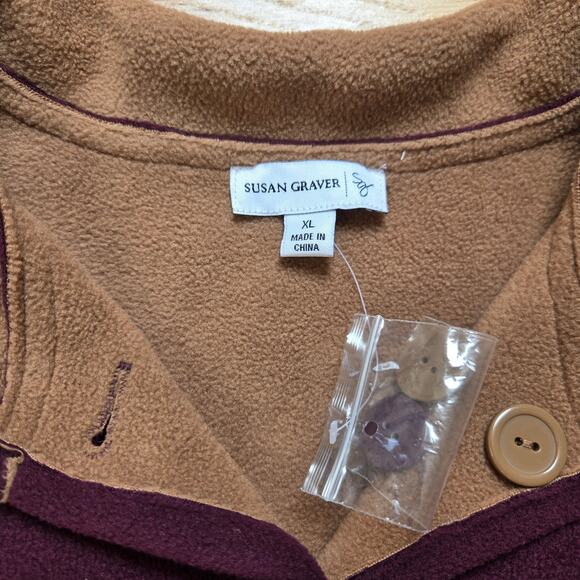 New Susan Graver Reversible Brown Burgundy Button Down Coat Jacket - Picture 3 of 9